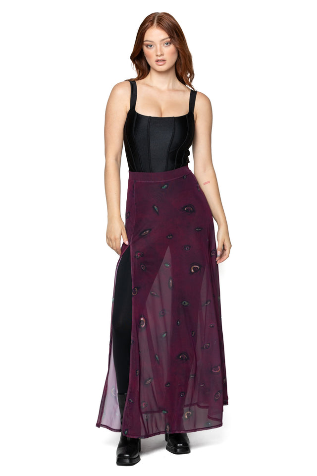 Eye Attire Sheer Single Split Skirt
