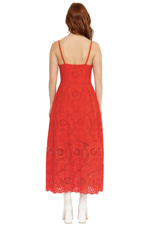 festive red dress with scalloped neckline holiday styling