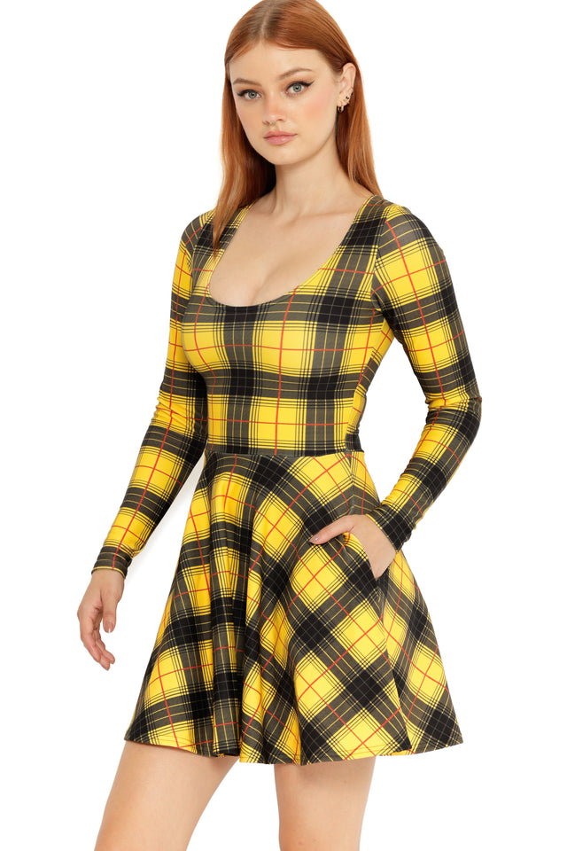 Tartan Grunge Toastie Long Sleeve Skater Dress
