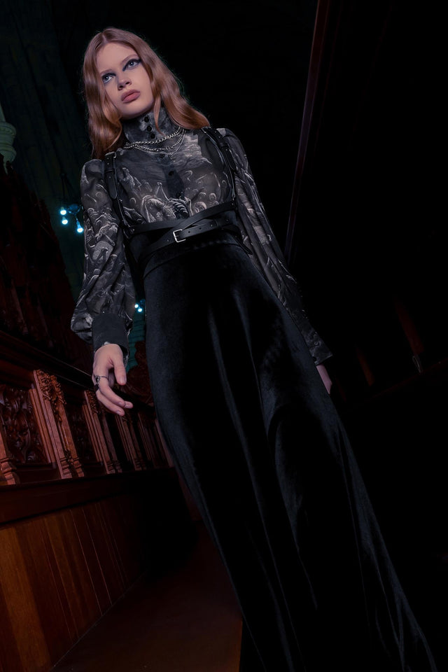 BlackMilk Clothing - Velvet Black Underbust Maxi Dress